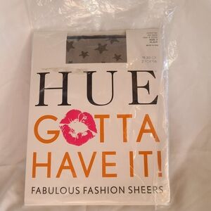 Hue Star Pattern Sheer Tights Gotta Have It Rare Black sz 1 NEW